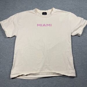 Peace Collective T-Shirt Men Large Beige Miami Pink‎ Graphic Cotton Casual Tee
